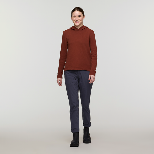 Atajo Long-Sleeve Waffle Hoodie - Women's, Rusty, Model Kathleen