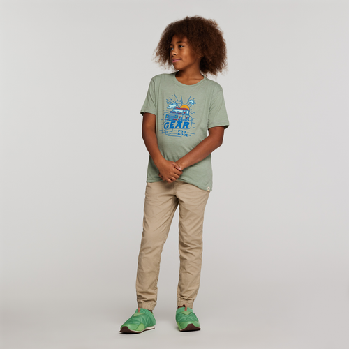 Are We There Yet Organic T-Shirt - Kids', Silver Leaf, Model Isaiah